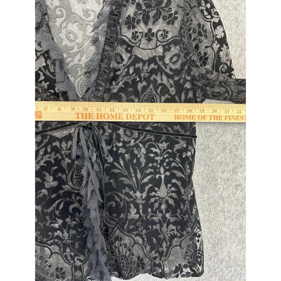 Express Velvet Burnout Top Women 13/14 Black Sheer Whimsigoth Y2K Flare Sleeve - Picture 8 of 10